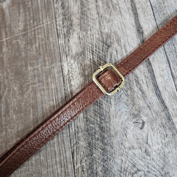 Wilsons Roma Leather Purse Crossbody Vintage Brown Cognac Crossbody Handbag Gold - Picture 10 of 16